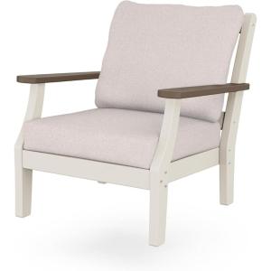 Martha Stewart by POLYWOOD® Chinoiserie Deep Seating Chair in White/Sky Blue(Sand / Kona / Dune Burlap)