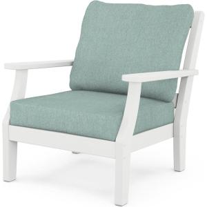 Martha Stewart by POLYWOOD® Chinoiserie Deep Seating Chair in White/Sky Blue(White / Glacier Spa)