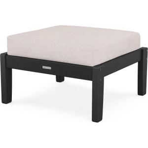 Martha Stewart by POLYWOOD® Chinoiserie Deep Seating Ottoman in White/Glacier Spa(Black / Dune Burlap)