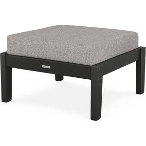 Martha Stewart by POLYWOOD® Chinoiserie Deep Seating Ottoman in White/Glacier Spa(Black / Grey Mist)