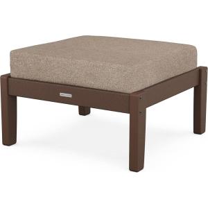 Martha Stewart by POLYWOOD® Chinoiserie Deep Seating Ottoman in White/Glacier Spa(Mahogany / Spiced Burlap)