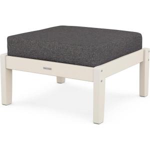 Martha Stewart by POLYWOOD® Chinoiserie Deep Seating Ottoman in White/Glacier Spa(Sand / Ash Charcoal)