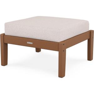 Martha Stewart by POLYWOOD® Chinoiserie Deep Seating Ottoman in White/Glacier Spa(Teak / Dune Burlap)