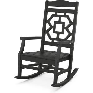 Martha Stewart by POLYWOOD® Chinoiserie Rocking Chair in Sand(Black)