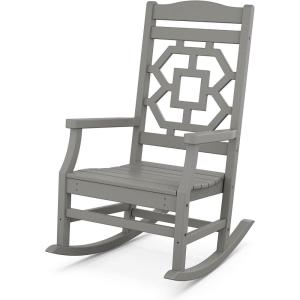 Martha Stewart by POLYWOOD® Chinoiserie Rocking Chair in Sand(Slate Grey)