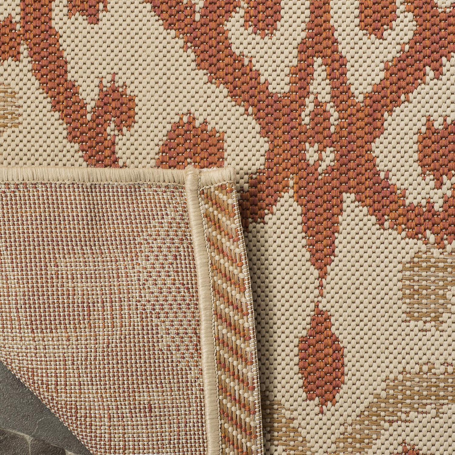 imageMartha Stewart x SAFAVIEH Outdoor Area Rug Collection 8 x 112quot Beige ampamp Anthracite Weather Resistant ampamp Washable Ideal for Patio Backyard Mudroom Deck Dining Space MSR411423612BeigeTerracotta