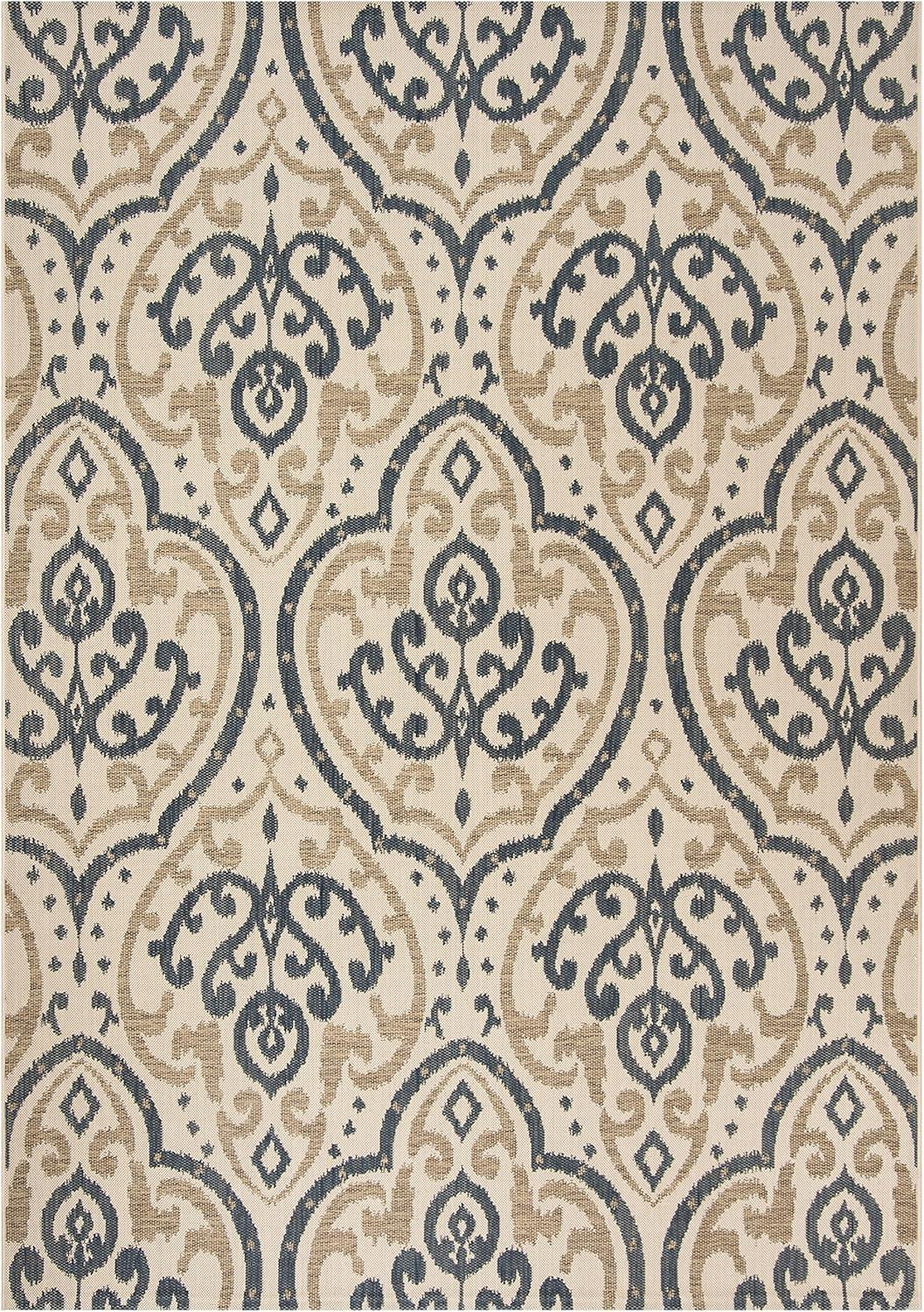 imageMartha Stewart x SAFAVIEH Outdoor Area Rug Collection 8 x 112quot Beige ampamp Anthracite Weather Resistant ampamp Washable Ideal for Patio Backyard Mudroom Deck Dining Space MSR411423612BeigeNavy