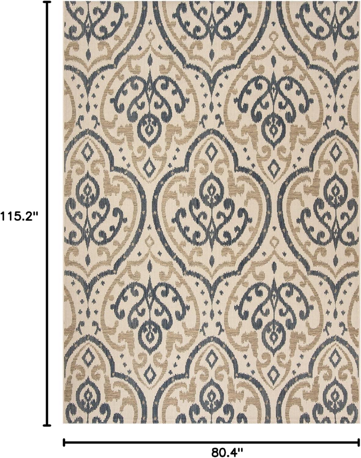 imageMartha Stewart x SAFAVIEH Outdoor Area Rug Collection 8 x 112quot Beige ampamp Anthracite Weather Resistant ampamp Washable Ideal for Patio Backyard Mudroom Deck Dining Space MSR411423612BeigeNavy