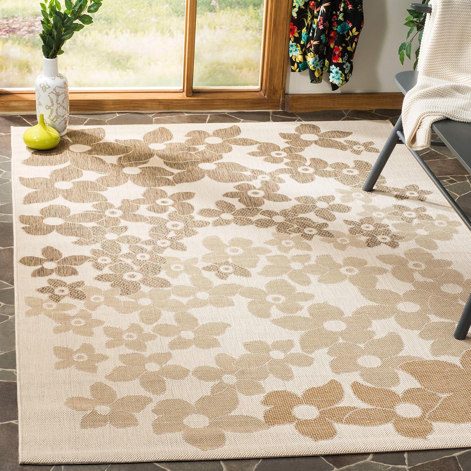 imageMartha Stewart x SAFAVIEH Outdoor Area Rug Collection 8 x 112quot Beige ampamp Brown Weather Resistant ampamp Washable Ideal for Patio Backyard Mudroom Deck Dining Space MSR4246232BeigeBrown