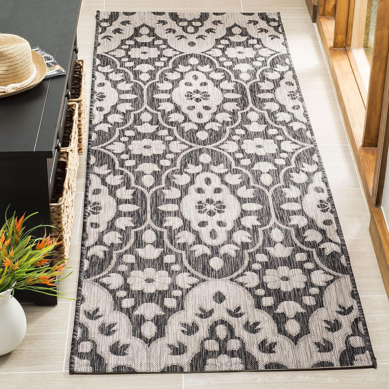 imageMartha Stewart x SAFAVIEH Outdoor Area Rug Collection 8 x 112quot Grey ampamp Navy Weather Resistant ampamp Washable Ideal for Patio Backyard Mudroom Deck Dining Space MSR411536812BlackBeige