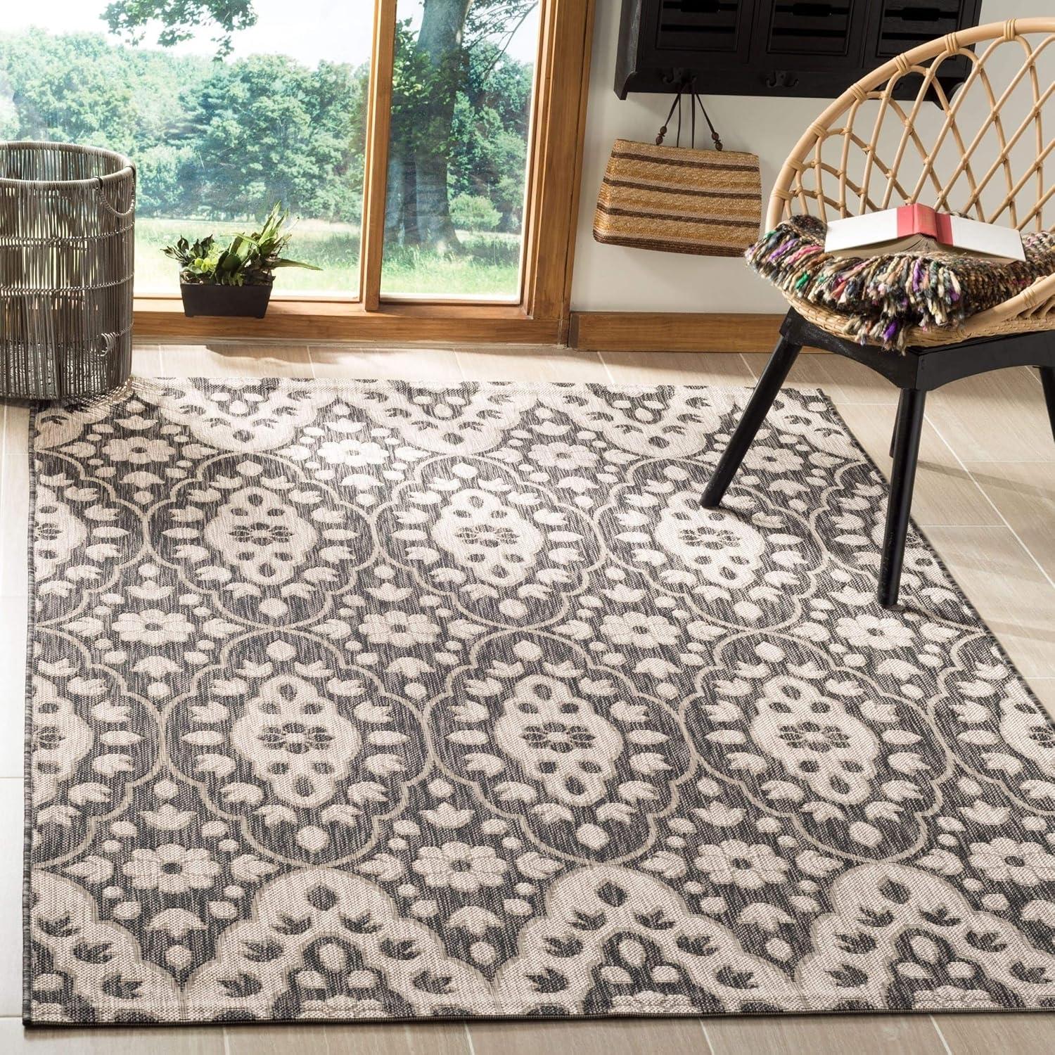 imageMartha Stewart x SAFAVIEH Outdoor Area Rug Collection 8 x 112quot Grey ampamp Navy Weather Resistant ampamp Washable Ideal for Patio Backyard Mudroom Deck Dining Space MSR411536812BlackBeige