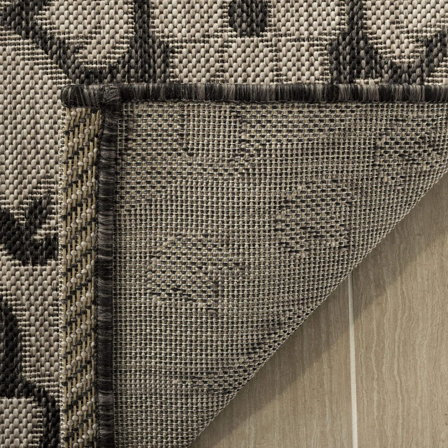 imageMartha Stewart x SAFAVIEH Outdoor Area Rug Collection 8 x 112quot Grey ampamp Navy Weather Resistant ampamp Washable Ideal for Patio Backyard Mudroom Deck Dining Space MSR411536812BlackBeige