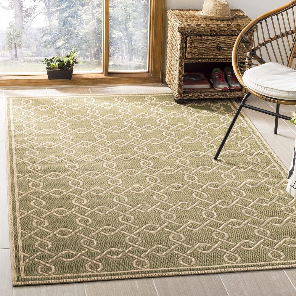imageMartha Stewart x SAFAVIEH Outdoor Area Rug Collection  8 x 112quot Green ampamp Cream Weather Resistant ampamp Washable Ideal for Patio Backyard Mudroom Deck Dining Space MSR425324GreenCreme