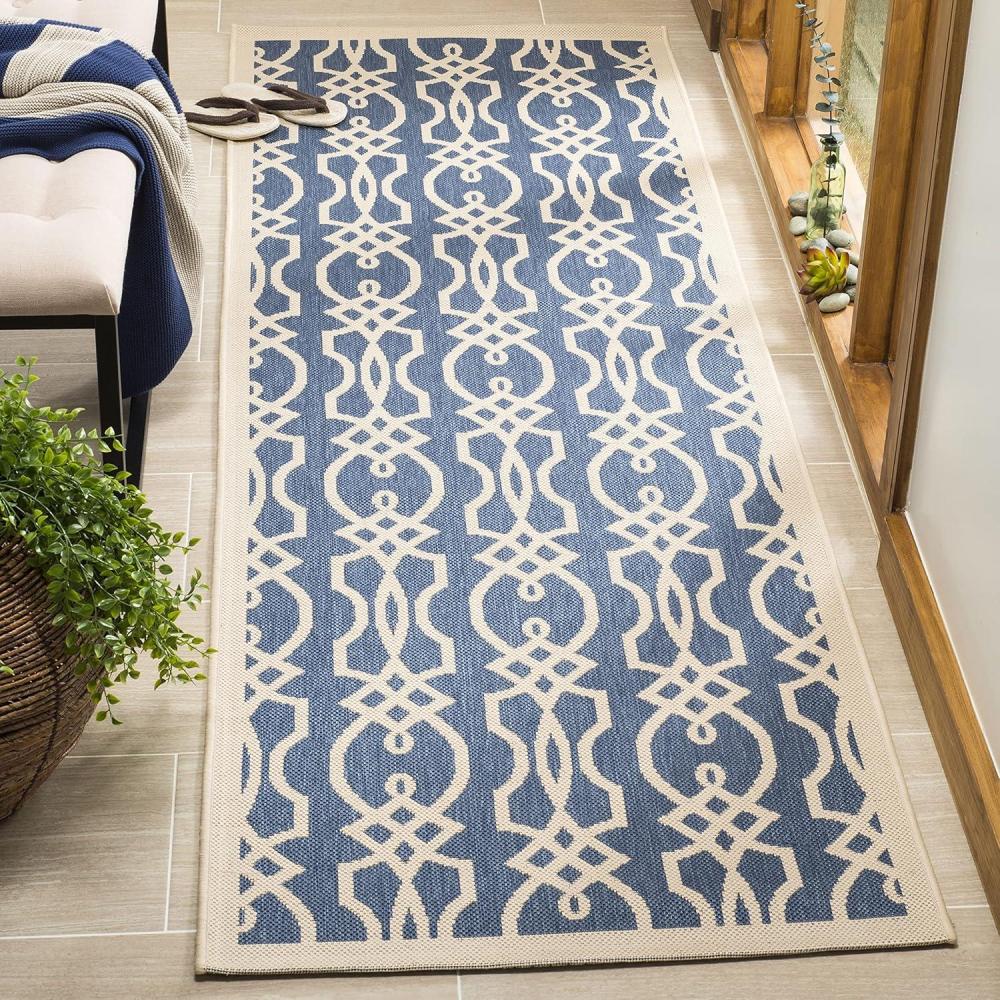imageMartha Stewart x SAFAVIEH Outdoor Area Rug Collection 8 x 112quot Hickory Weather Resistant ampamp Washable Ideal for Patio Backyard Mudroom Deck Dining Space MSR4220030Azurite