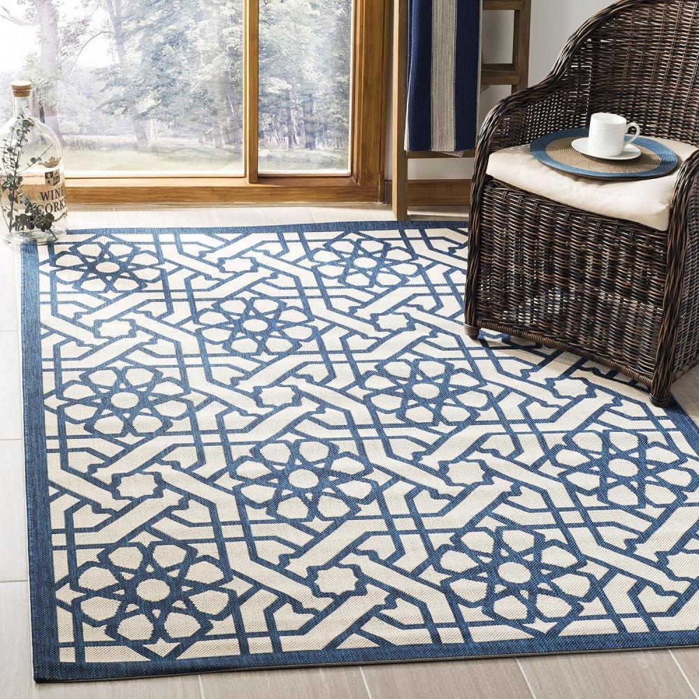 imageMartha Stewart x SAFAVIEH Outdoor Area Rug Collection  8 x 112quot Lily Pad Weather Resistant ampamp Washable Ideal for Patio Backyard Mudroom Deck Dining Space MSR4245Mariner