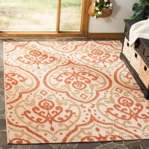 Martha Stewart x SAFAVIEH Outdoor Area Rug Collection – 8′ x 11’2″, Beige & Anthracite, Weather Resistant & Washable, Ideal for Patio, Backyard, Mudroom, Deck, Dining Space (MSR4114-23612)(Beige/Terracotta)