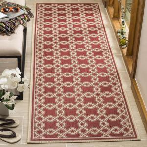 Martha Stewart x SAFAVIEH Outdoor Area Rug Collection – 8′ x 11’2″, Green & Cream, Weather Resistant & Washable, Ideal for Patio, Backyard, Mudroom, Deck, Dining Space (MSR4253-24)(Red/Creme)