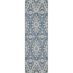Martha Stewart x SAFAVIEH Outdoor Area Rug Collection – 8′ x 11’2″, Grey & Navy, Weather Resistant & Washable, Ideal for Patio, Backyard, Mudroom, Deck, Dining Space (MSR4115-36812)(Grey/Navy)