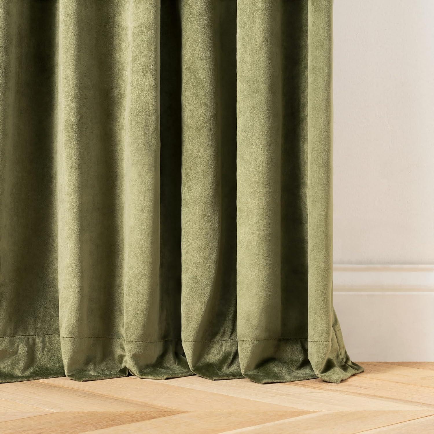 imageMartha Stewart Marthas Velvet Long Curtains for Living Room 50quot x 84quot Room Darkening Curtain Panel Pair GreenGreen