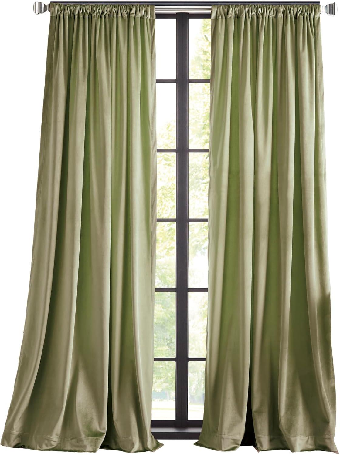 imageMartha Stewart Marthas Velvet Long Curtains for Living Room 50quot x 84quot Room Darkening Curtain Panel Pair GreenGreen