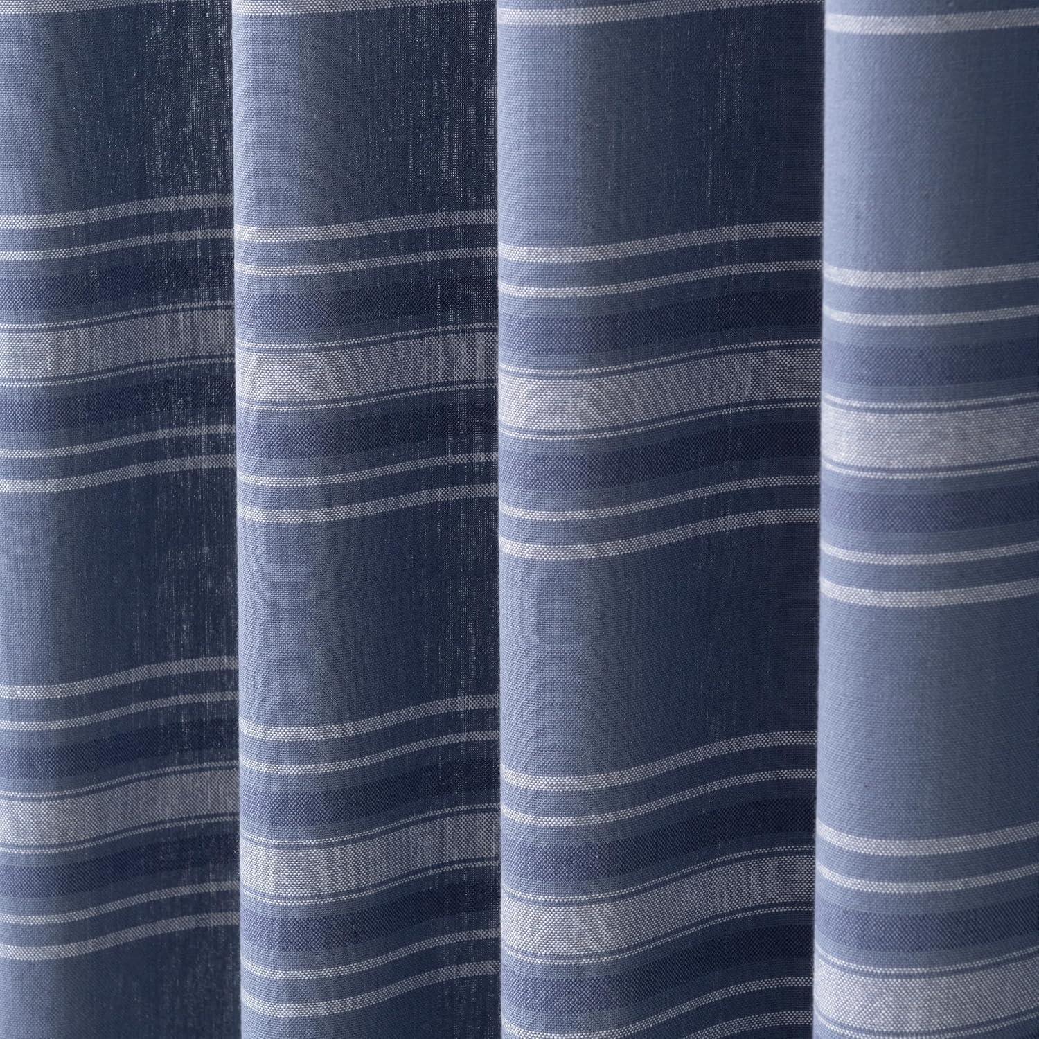 imageMartha Stewart Ruffle Curtains Striped Valance for Window Kitchen Curtain 1 Piece 60quot x 14quot BlueBlue