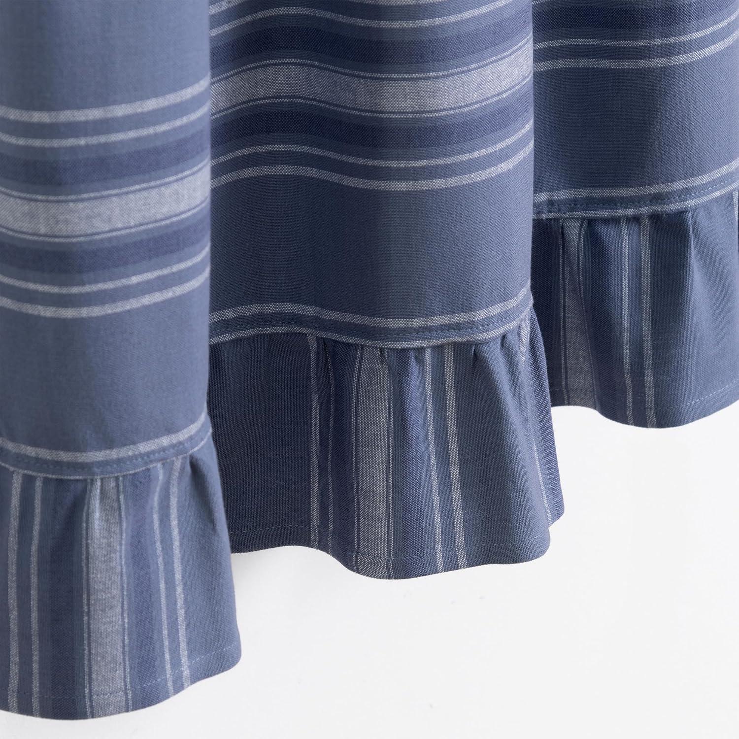 imageMartha Stewart Ruffle Curtains Striped Valance for Window Kitchen Curtain 1 Piece 60quot x 14quot BlueBlue