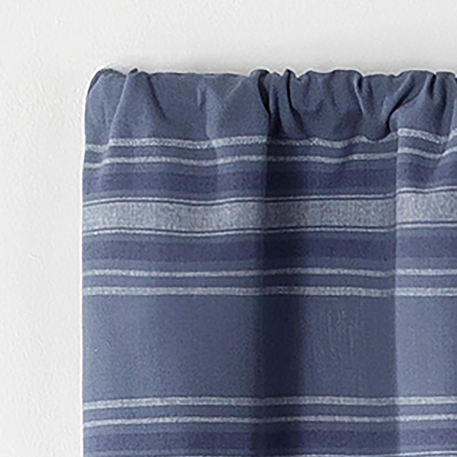 imageMartha Stewart Ruffle Curtains Striped Valance for Window Kitchen Curtain 1 Piece 60quot x 14quot BlueBlue