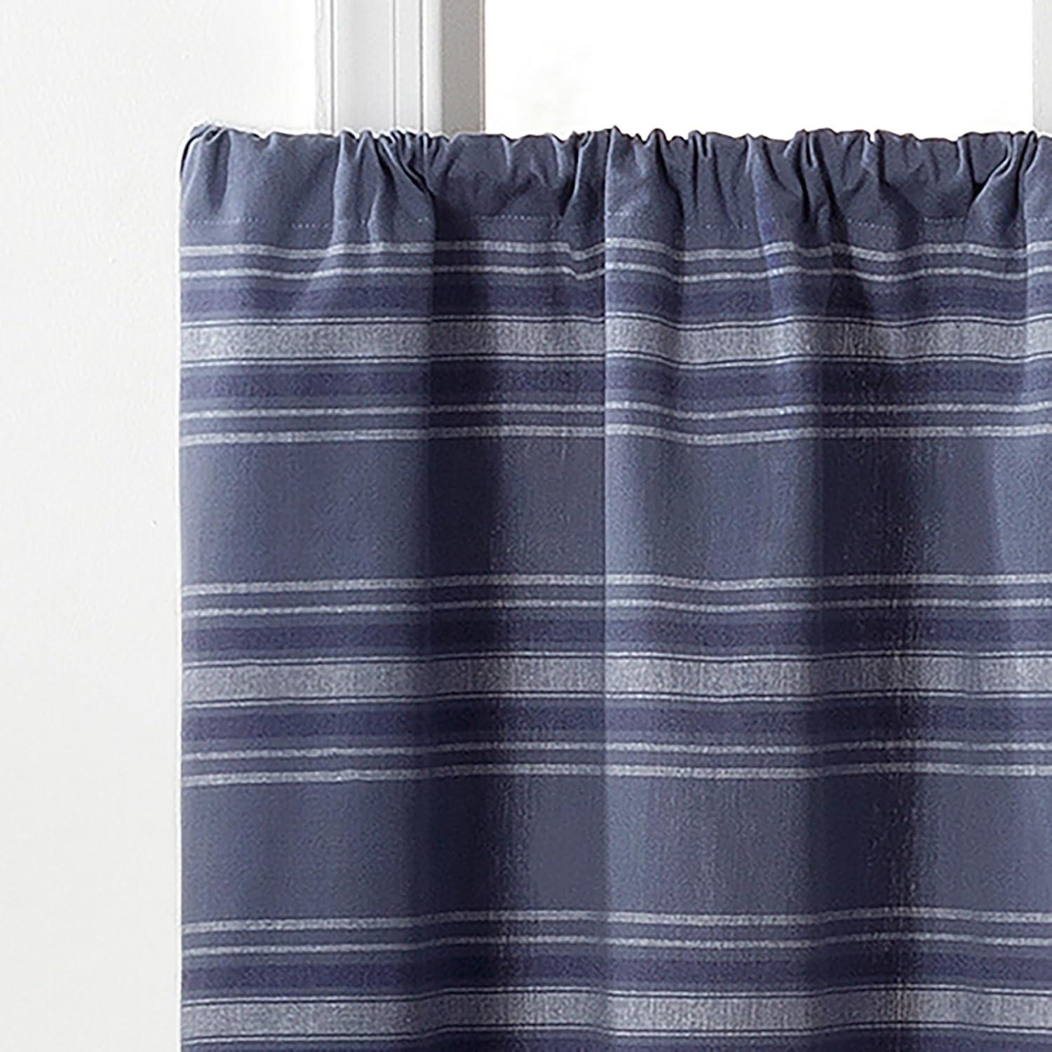 imageMartha Stewart Ruffle Curtains Striped Valance for Window Kitchen Curtain 1 Piece 60quot x 14quot BlueBlue