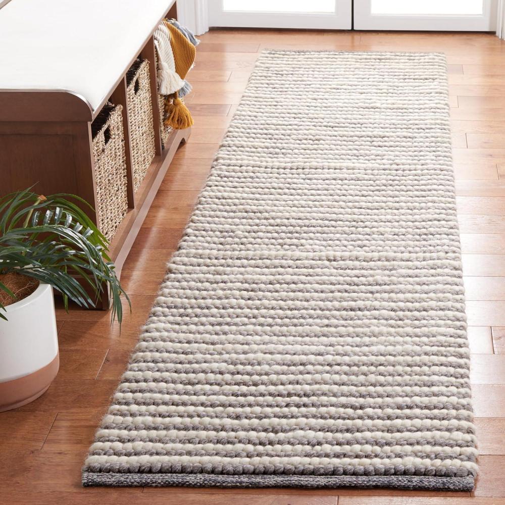 imageMartha Stewart x SAFAVIEH Area Rug Collection  8 x 10 Ivory ampamp Beige Handmade Wool Ideal for Living Room Bedroom Office Dining Space MSR9650BIvoryDark Brown