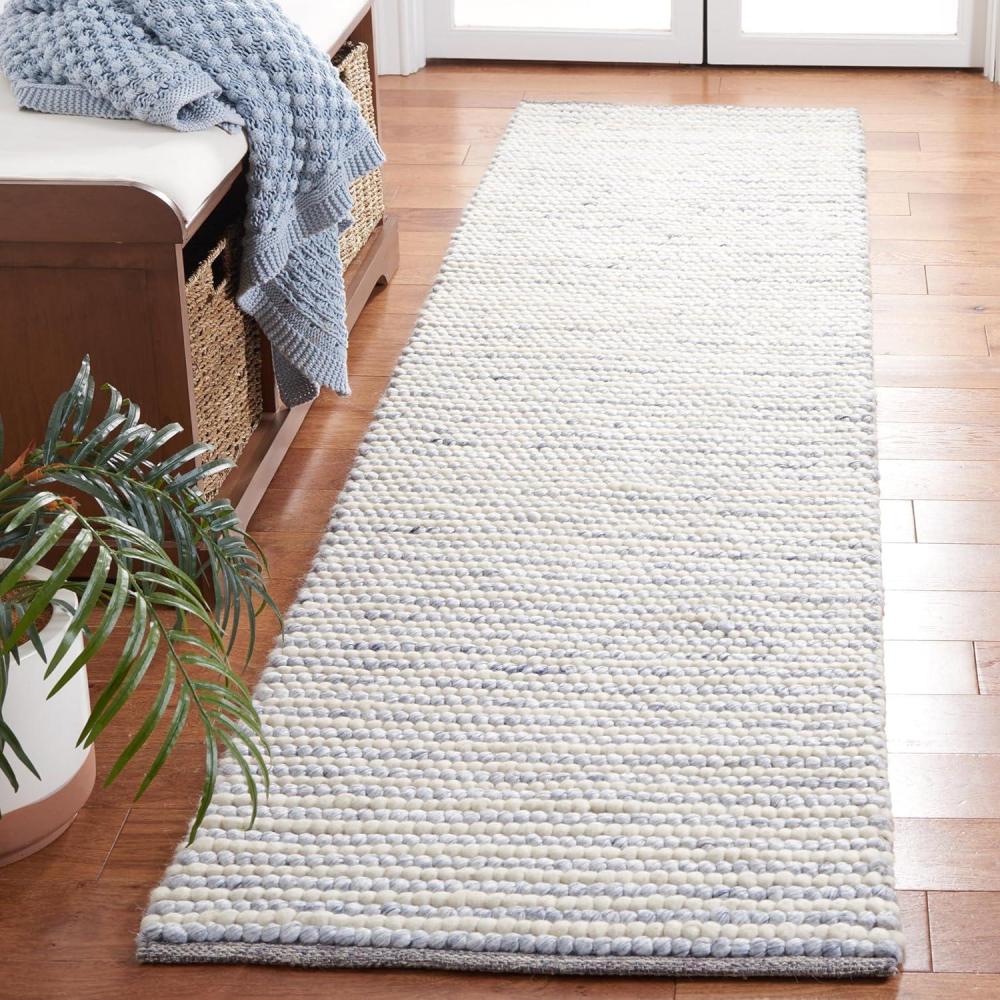 imageMartha Stewart x SAFAVIEH Area Rug Collection  8 x 10 Ivory ampamp Beige Handmade Wool Ideal for Living Room Bedroom Office Dining Space MSR9650BIvoryBlue