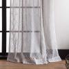 Martha Stewart Hourglass Embroidery Rod Pocket Window Curtain Panel Pair, 95″, Silver(Silver)