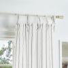 Martha Stewart Laguna Stripe Semi-Sheer Tie Tab Window Curtain Panel Pair, 84″, Blue(Blue)
