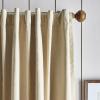 Martha Stewart Lido Linen Blackout Foam Lined Rod Pocket/Back Tab Window Curtain Panel Pair, 84″, White(Linen)