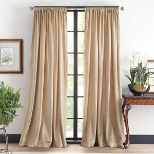 Martha Stewart Martha’s Velvet Long Curtains for Living Room- 50″ x 84″, Room Darkening Curtain Panel Pair, Green(Linen)