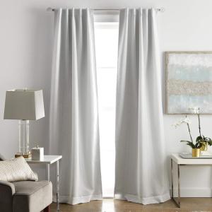 Martha Stewart Park Avenue Metallic Blackout Back Tab Window Curtain Panel Pair, 84″, Blush(White)