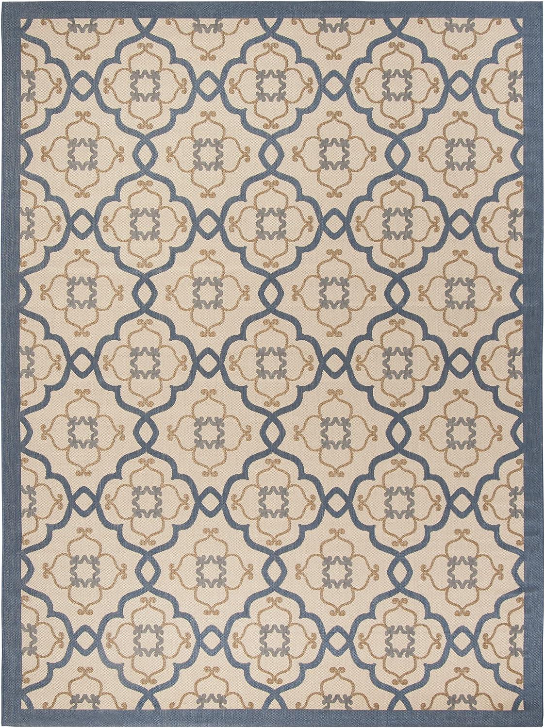 imageMartha Stewart x SAFAVIEH Outdoor Area Rug Collection  8 x 112quot Beige ampamp Sweet Pea Weather Resistant ampamp Washable Ideal for Patio Backyard Mudroom Deck Dining Space MSR4262Azurite