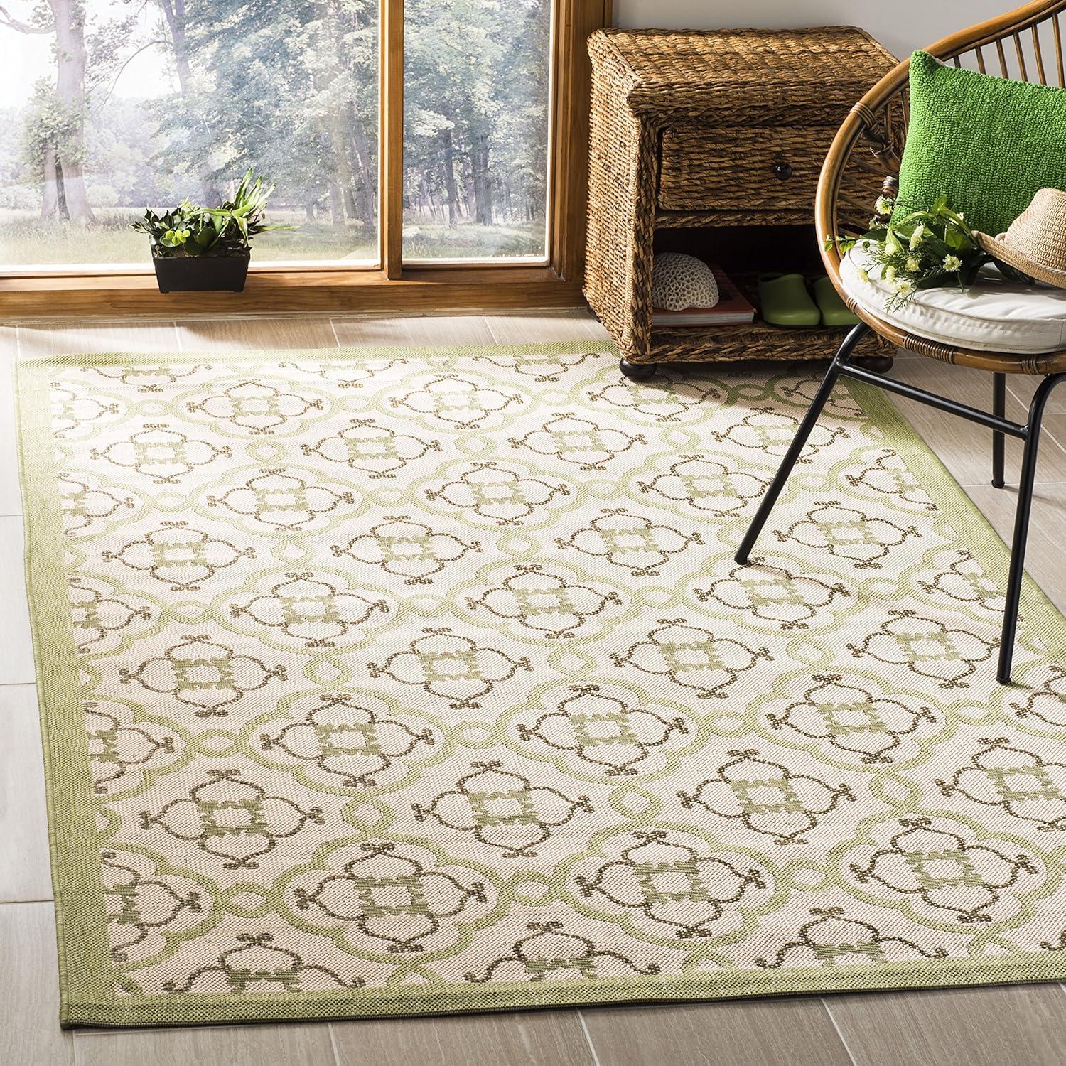 imageMartha Stewart x SAFAVIEH Outdoor Area Rug Collection  8 x 112quot Beige ampamp Sweet Pea Weather Resistant ampamp Washable Ideal for Patio Backyard Mudroom Deck Dining Space MSR4262BeigeSweet Pea