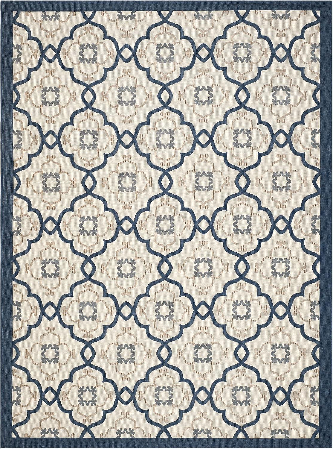 imageMartha Stewart x SAFAVIEH Outdoor Area Rug Collection  8 x 112quot Beige ampamp Sweet Pea Weather Resistant ampamp Washable Ideal for Patio Backyard Mudroom Deck Dining Space MSR4262Azurite