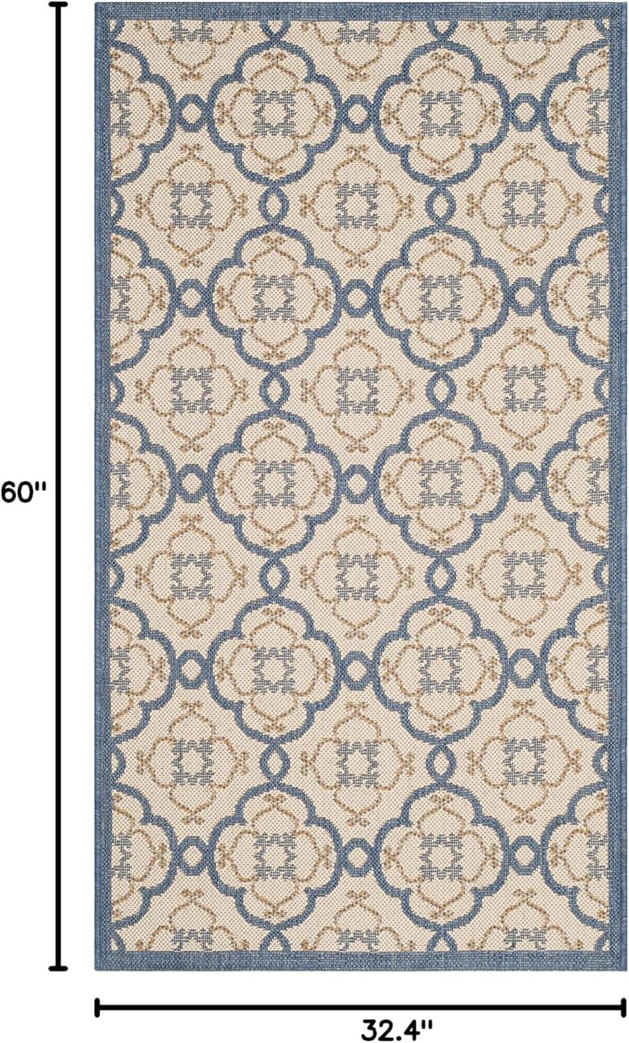 imageMartha Stewart x SAFAVIEH Outdoor Area Rug Collection  8 x 112quot Beige ampamp Sweet Pea Weather Resistant ampamp Washable Ideal for Patio Backyard Mudroom Deck Dining Space MSR4262Azurite