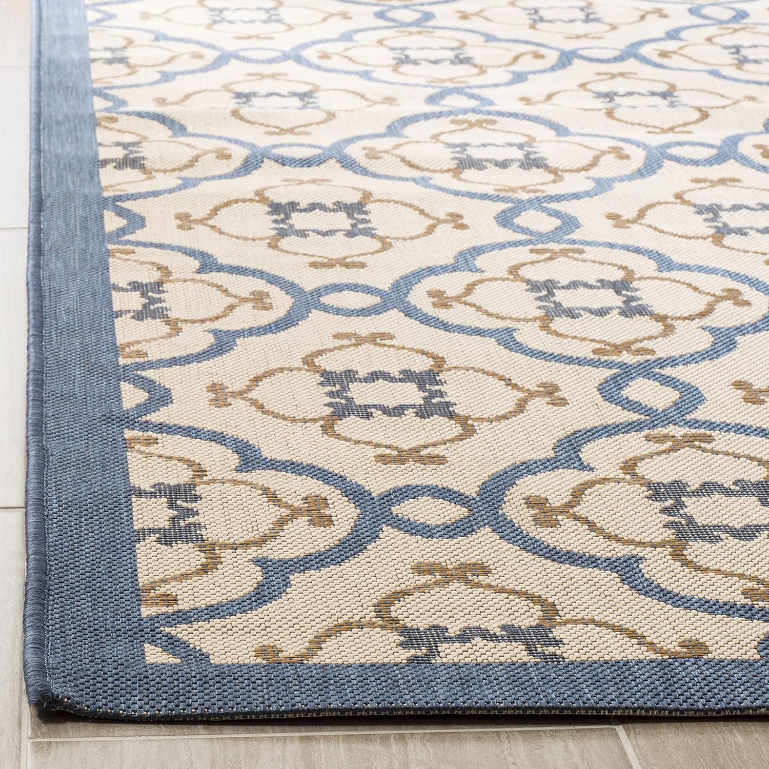 imageMartha Stewart x SAFAVIEH Outdoor Area Rug Collection  8 x 112quot Beige ampamp Sweet Pea Weather Resistant ampamp Washable Ideal for Patio Backyard Mudroom Deck Dining Space MSR4262Azurite