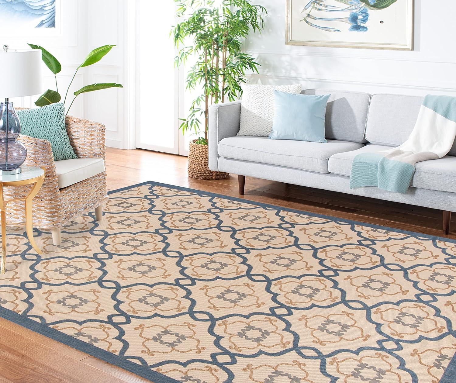 imageMartha Stewart x SAFAVIEH Outdoor Area Rug Collection  8 x 112quot Beige ampamp Sweet Pea Weather Resistant ampamp Washable Ideal for Patio Backyard Mudroom Deck Dining Space MSR4262Azurite
