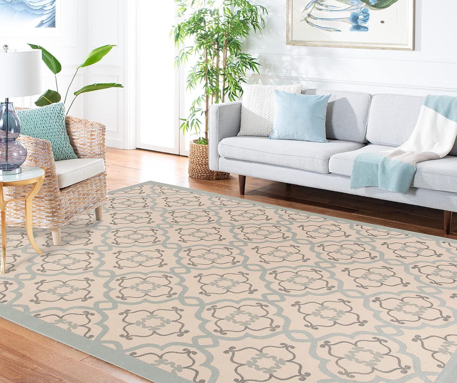 imageMartha Stewart x SAFAVIEH Outdoor Area Rug Collection  8 x 112quot Beige ampamp Sweet Pea Weather Resistant ampamp Washable Ideal for Patio Backyard Mudroom Deck Dining Space MSR4262Yucca Plant