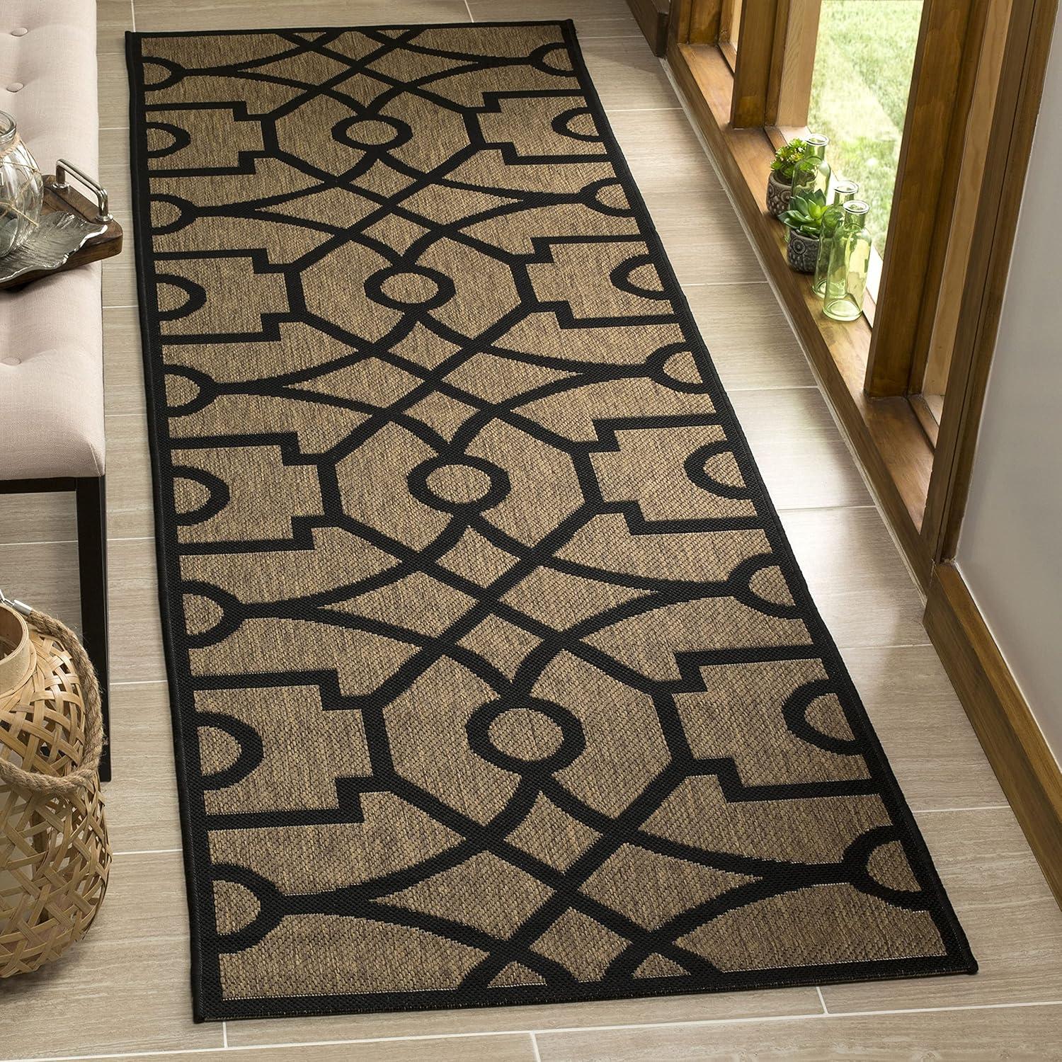 imageMartha Stewart x SAFAVIEH Outdoor Area Rug Collection  8 x 112quot Beige ampamp Terracotta Weather Resistant ampamp Washable Ideal for Patio Backyard Mudroom Deck Dining Space MSR4121JDark BeigeBlack