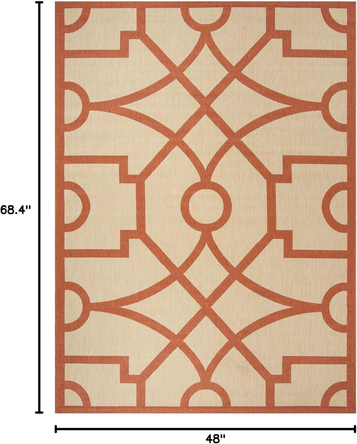 imageMartha Stewart x SAFAVIEH Outdoor Area Rug Collection  8 x 112quot Beige ampamp Terracotta Weather Resistant ampamp Washable Ideal for Patio Backyard Mudroom Deck Dining Space MSR4121JBeigeTerracotta