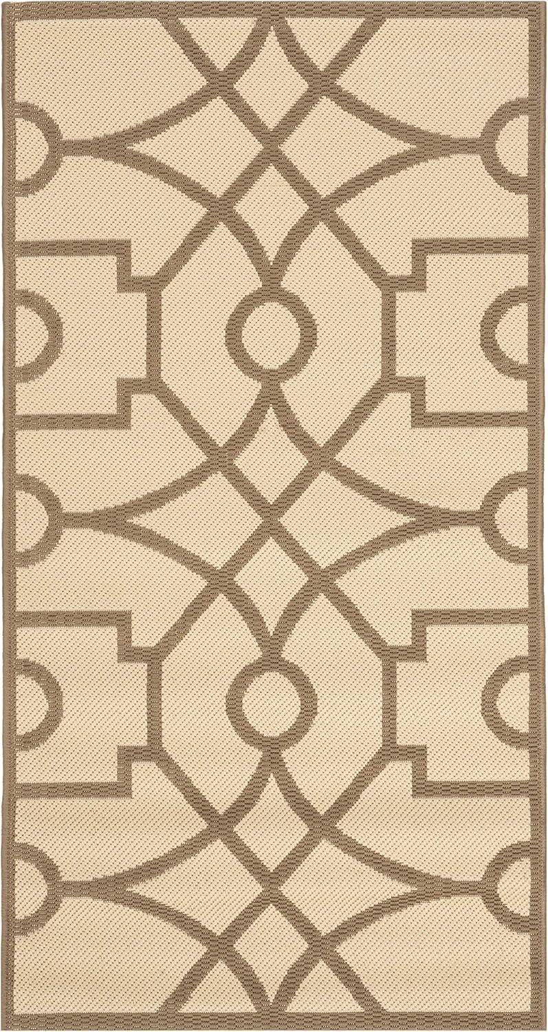 imageMartha Stewart x SAFAVIEH Outdoor Area Rug Collection  8 x 112quot Beige ampamp Terracotta Weather Resistant ampamp Washable Ideal for Patio Backyard Mudroom Deck Dining Space MSR4121JBeigeDark Beige
