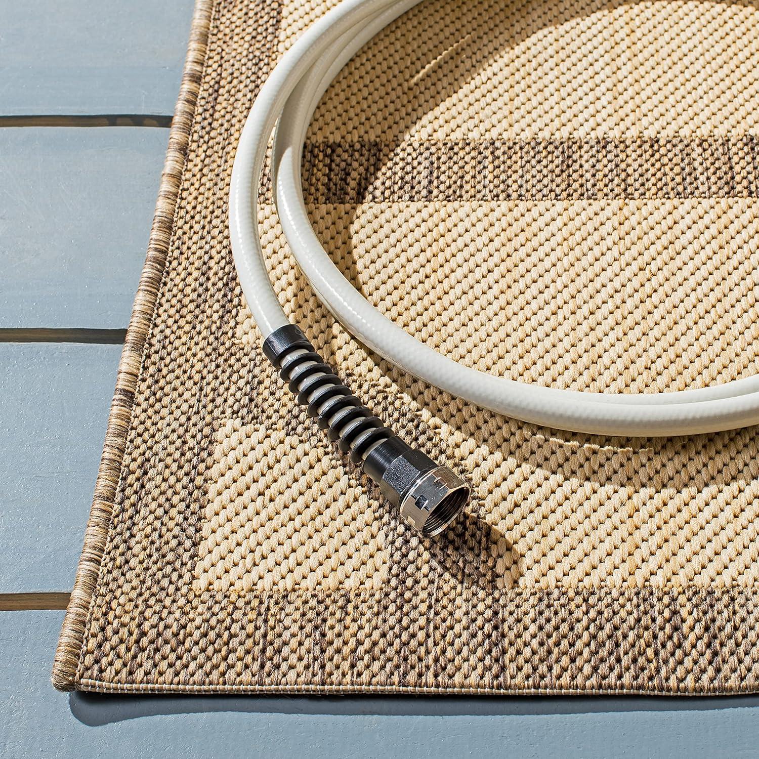 imageMartha Stewart x SAFAVIEH Outdoor Area Rug Collection  8 x 112quot Beige ampamp Terracotta Weather Resistant ampamp Washable Ideal for Patio Backyard Mudroom Deck Dining Space MSR4121JBeigeDark Beige