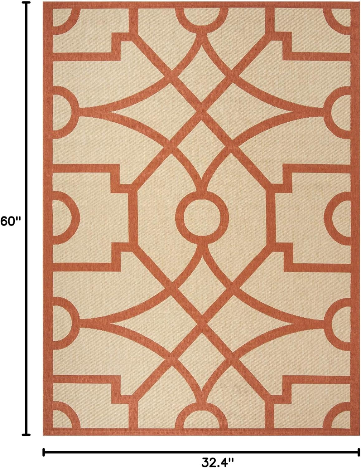 imageMartha Stewart x SAFAVIEH Outdoor Area Rug Collection  8 x 112quot Beige ampamp Terracotta Weather Resistant ampamp Washable Ideal for Patio Backyard Mudroom Deck Dining Space MSR4121JBeigeTerracotta