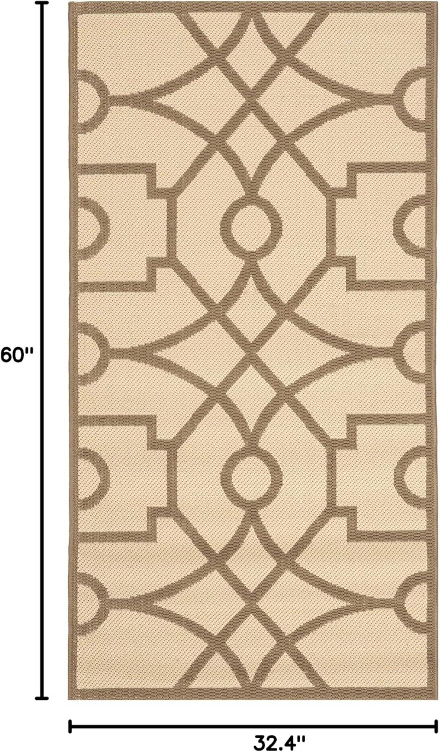 imageMartha Stewart x SAFAVIEH Outdoor Area Rug Collection  8 x 112quot Beige ampamp Terracotta Weather Resistant ampamp Washable Ideal for Patio Backyard Mudroom Deck Dining Space MSR4121JBeigeDark Beige