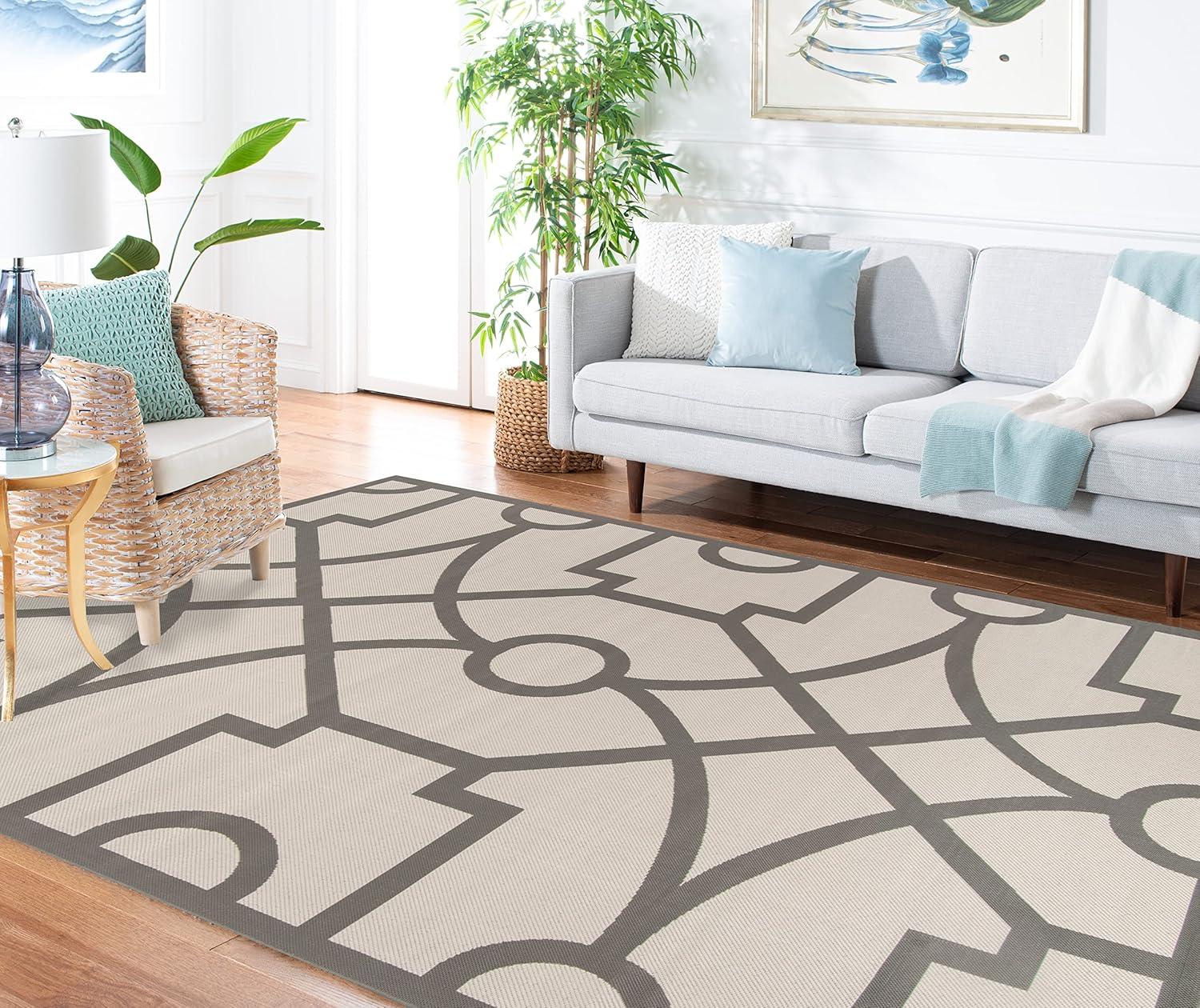 imageMartha Stewart x SAFAVIEH Outdoor Area Rug Collection  8 x 112quot Beige ampamp Terracotta Weather Resistant ampamp Washable Ideal for Patio Backyard Mudroom Deck Dining Space MSR4121JGrey