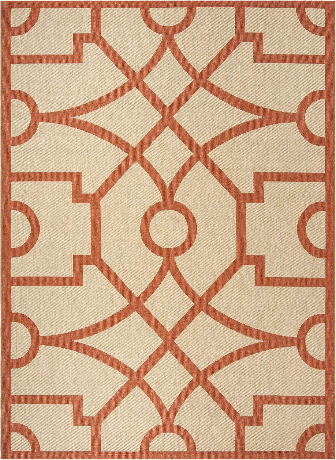 imageMartha Stewart x SAFAVIEH Outdoor Area Rug Collection  8 x 112quot Beige ampamp Terracotta Weather Resistant ampamp Washable Ideal for Patio Backyard Mudroom Deck Dining Space MSR4121JBeigeTerracotta